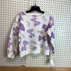 Country Club Chic Nickelodeon Girls' Jojo Bow Print Crew Sweatshirt xl White